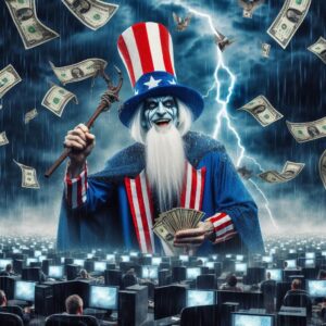 Uncle Sam the money wizard.